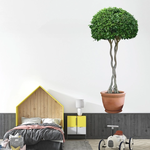 Realistisches Grünes Topfpflanze Wandaufkleber PVC Wasserdicht Abnehmbares Wandtattoo Für Wohnzimmer Schlafzimmer Home Decor