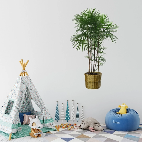 Adesivo Murale Pianta Verde in Vaso Moderno Minimalista PVC Impermeabile Rimovibile Decorazione Floreale per Soggiorno Camera