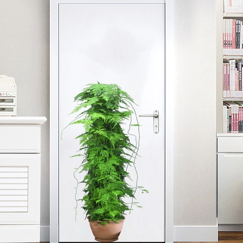 Green Leaves Potted Plant Wall Stickers PVC Waterproof Removable Decorative Wall Decals For Living Room Bedroom Office