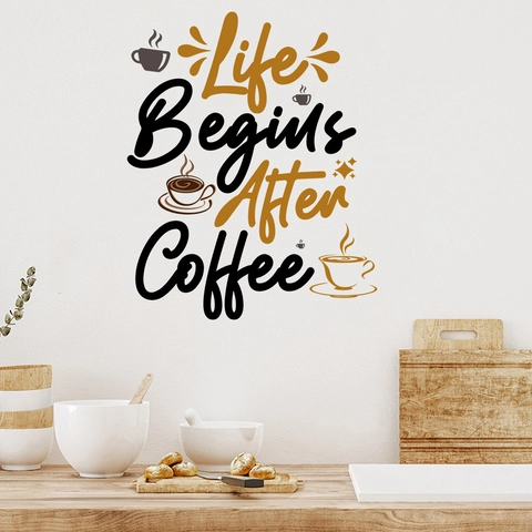 Coffee Cup Beans Quote Wall Sticker Waterproof Removable DIY Vinyl Decal For Kitchen Restaurant Cafe Home Decor Mural