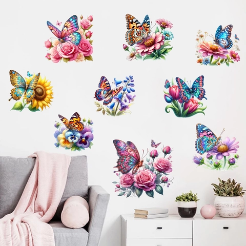 Sonnenblume Schmetterling Wandaufkleber PVC Abnehmbare Blumen Wandtattoos Für Wohnzimmer Schlafzimmer Home Wandkunst Dekoration