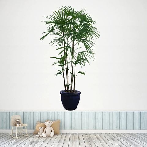 Adesivo da Parete Pianta in Vaso con Foglie Verdi PVC Impermeabile Moderno Minimalista Botanico per Soggiorno Camera da Letto Parete Casa