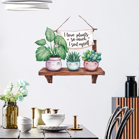 Aquarel Potplanten Hangmand Muurstickers Waterdicht PVC Vetplanten Decals Voor Thuis Keuken Slaapkamer Decor KSY247