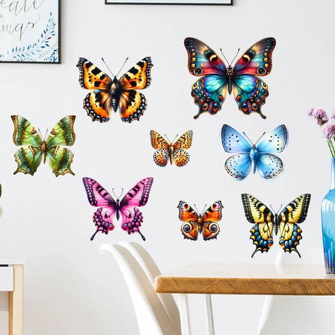 Vinilos de Pared de Mariposas de Colores Impermeable PVC Removible Autoadhesivos Calcomanías Para Dormitorio Sala Cocina Hogar