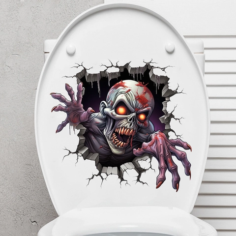 Halloween 3D Zombie Wall Sticker Waterproof PVC Scary Monster Toilet Decal For Bathroom Home Party Decoration Wall Art