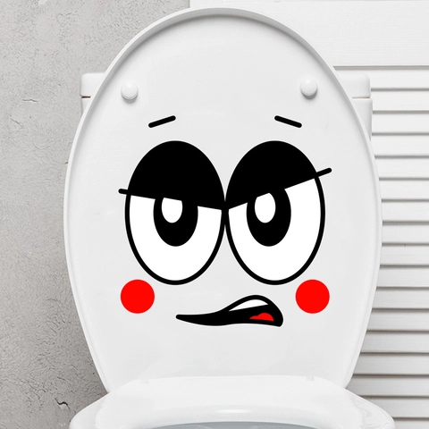 Kreative Cartoon Smiley Gesicht Ausdruck Wandaufkleber Wasserdichte PVC Aufkleber Für Toilettendeckel Kühlschrank Badezimmer Zuhause Dekor