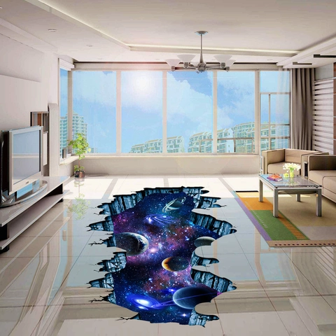 Pegatinas de Pared 3D Planeta Galaxia Cielo Estrellado Removibles de PVC Impermeables Calcomanías para Sala Dormitorio Hogar
