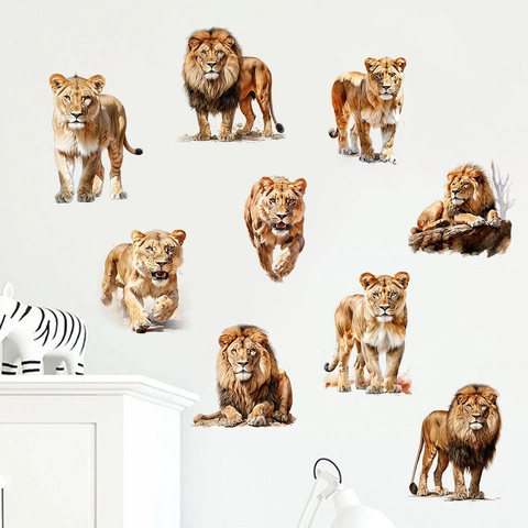 Realistische Löwe Wandtattoo Wasserdicht Selbstklebend PVC Wandaufkleber Für Wohnzimmer Schlafzimmer Home Decor Tiermuster Abnehmbare Aufkleber