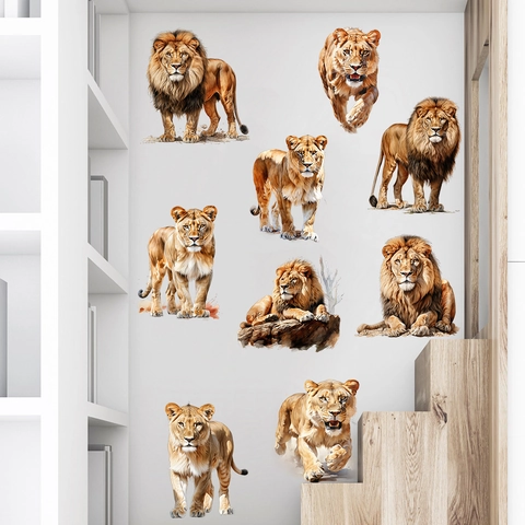 Realistische Löwe Wandtattoo Wasserdicht Selbstklebend PVC Wandaufkleber Für Wohnzimmer Schlafzimmer Home Decor Tiermuster Abnehmbare Aufkleber