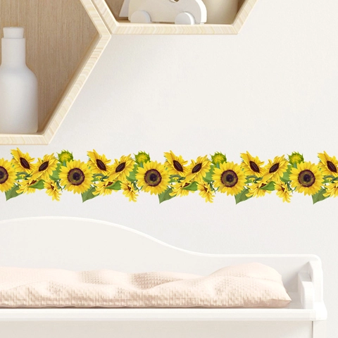 Adesivo da Parete Girasole Impermeabile PVC Autoadesivo Decalcomania Linea Battiscopa Per Soggiorno Camera da Letto Cucina Casa
