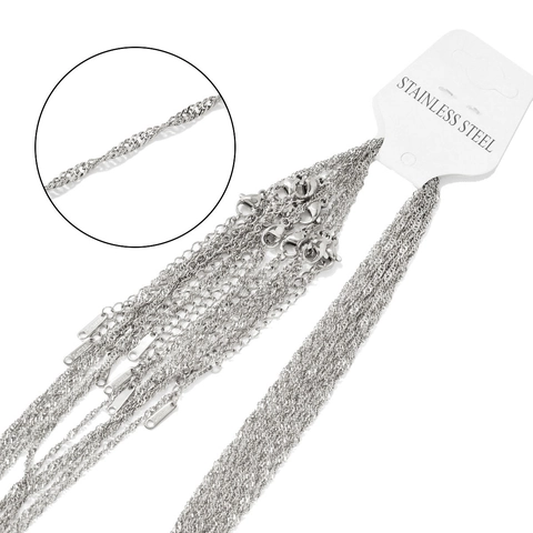 18K Gold Plated Stainless Steel Necklace For Women Minimalist Water Wave Box Rope Chain Clavicle Chain Jewelry Accessory