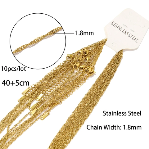 18K Gold Plated Stainless Steel Necklace For Women Minimalist Water Wave Box Rope Chain Clavicle Chain Jewelry Accessory