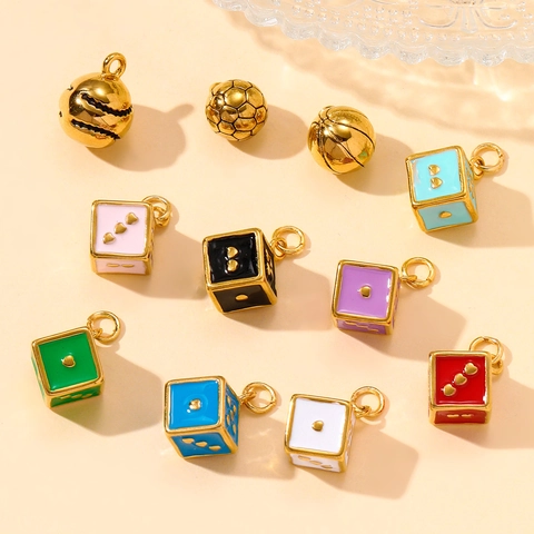 Stainless Steel Heart Dice Pendant DIY Sports Baseball Basketball Soccer Ball Enamel Charms For Women Jewelry Making