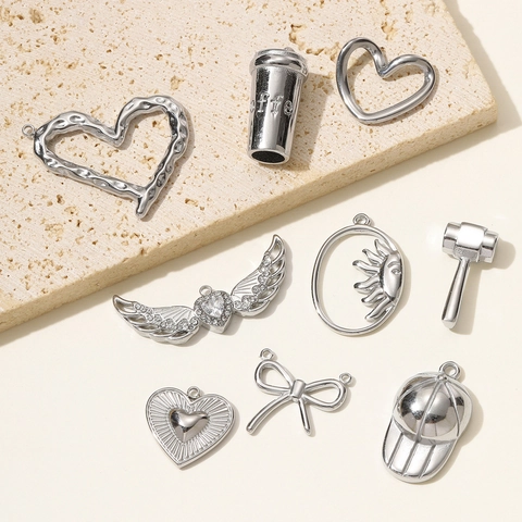 Mirror Polished Stainless Steel Heart Butterfly Wing Coffee Cup Baseball Cap DIY Pendants Jewelry Making Charms Accessory