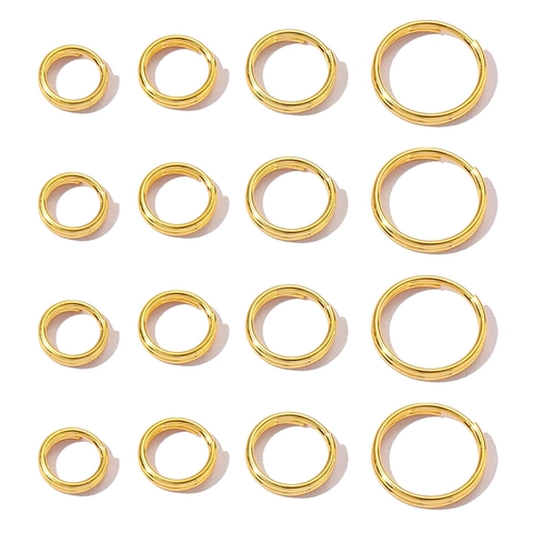 Anneaux Brisés en Acier Inoxydable 304 Plaqué Or 18K Anneaux de Jonction Doubles Pour DIY Fabrication Bijoux Accessoires