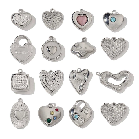 Stainless Steel Irregular Heart Lock Cloud Wing Geometric Pendants For DIY Jewelry Making Necklaces Bracelets Accessories