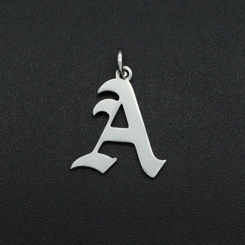 Gothic Old English Letter Initial Pendant Stainless Steel DIY Jewelry Making Accessory For Necklace Bracelet Men Women Silver Color Punk Street Style Personalized Gift