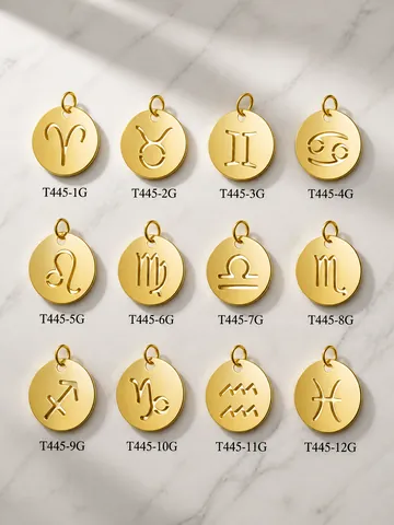 Stainless Steel Zodiac Constellation Round Hollow Pendant Charms For DIY Necklace Bracelet Jewelry Making Accessories