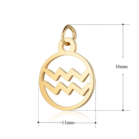 Mirror Polished Stainless Steel Zodiac Pendant Hollow Round Astrology Sign Charms For DIY Necklace Bracelet Making Jewelry