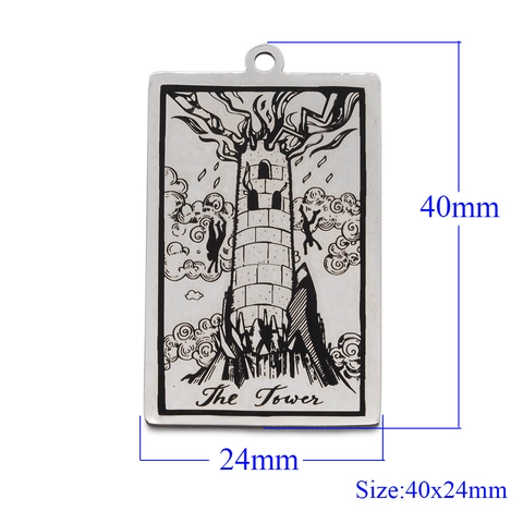 Vintage Edelstahl Tarot Karten Anhänger Rechteck Charms Für Ketten Herstellung Für Damen Herren Mysteriöser Schmuck DIY Zubehör