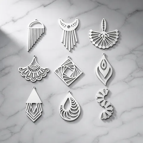 Stainless Steel Geometric Pendant Charms For DIY Jewelry Making Hollow Rhombus Moon Fan Shape Necklace Earring Findings