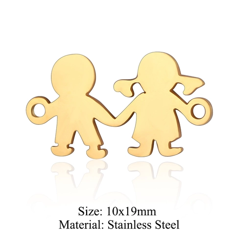 Stainless Steel Family Silhouette Pendants Polished Gold Silver Boy Girl Baby Feet Love Charms For DIY Necklace Jewelry Making