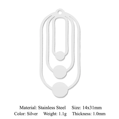 Stainless Steel Geometric Pendant Charms For DIY Jewelry Making Hollow Rhombus Moon Fan Shape Necklace Earring Findings