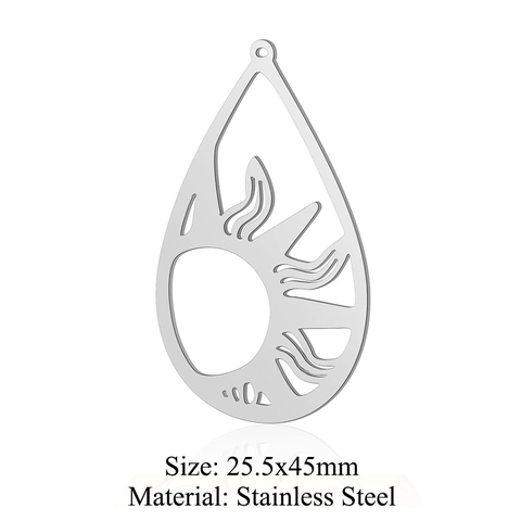 Stainless Steel Hollow Celestial Pendants Sun Moon Star Cloud Rainbow Compass Charms Pendant Only (Without Chain)