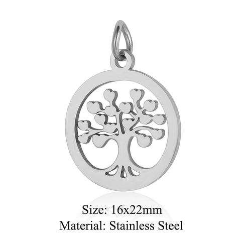 Stainless Steel Tree Of Life Flower Of Life Om Symbol Clover Charms Pendants For Jewelry Making DIY Findings Accessories