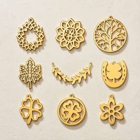 Stainless Steel Hollow Out Leaf Flower Clover Pendant DIY Jewelry Making Charms Tree Of Life Palm Maple Leaf Accessories