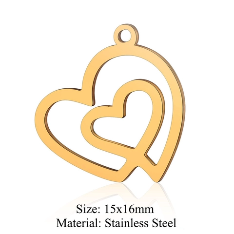 Stainless Steel Heart Infinity Charms Pendants For DIY Jewelry Making Gold Silver Electroplated Heart Cross Peace Sign Charms