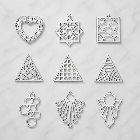 Stainless Steel Hollow Geometric Pendants Heart Square Triangle Star DIY Jewelry Making Accessories For Women Findings