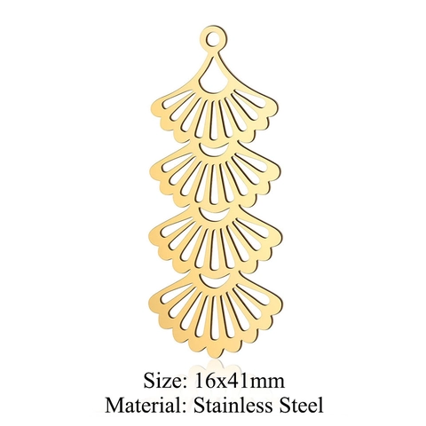 Stainless Steel Ginkgo Leaf Pendant Flower Tree Leaf DIY Accessory Hollow Out Electroplated Gold Silver Necklace Making Women