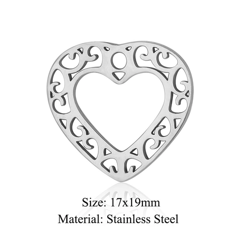 Stainless Steel Hollow Geometric Pendant Charms Triangle Heart Star Rhombus For DIY Jewelry Making Findings Accessories