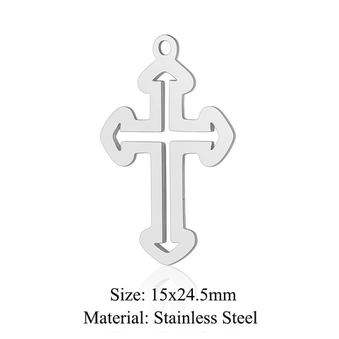 Edelstahl Kreuz Anhänger Religiöse Jungfrau Maria Krone DIY Schmuckherstellung Zubehör Einfache Hohl Geometrische Halskette Anhänger Unisex