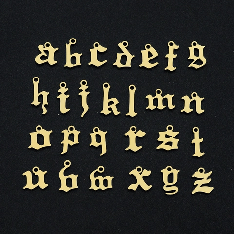 Stainless Steel Gothic English Letter Pendant Gold Plated Alphabet Initial Pendant For Women DIY Jewelry Making Necklace Accessories