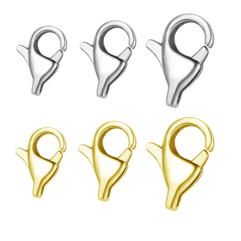 304 Stainless Steel Mirror Polished Lobster Clasp DIY Jewelry Finding Connector For Necklace Bracelet Making Gold Steel