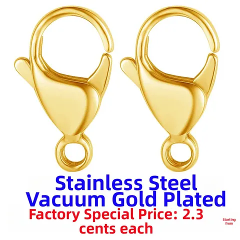 Chiusura a Moschettone in Acciaio Inossidabile Placcato Oro 18K sottovuoto per Creazione di Gioielli DIY Collana Bracciale