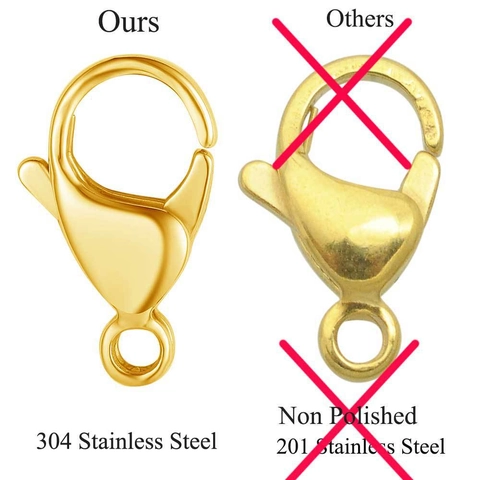 Chiusura a Moschettone in Acciaio Inossidabile Placcato Oro 18K sottovuoto per Creazione di Gioielli DIY Collana Bracciale