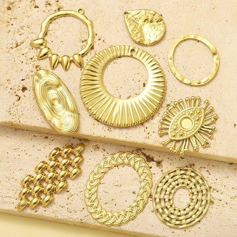 Ciondolo Geometrico in Acciaio Inossidabile Oro per Collana Orecchini Fai-da-te Creazione di Ciondoli a Spirale Intrecciati Accessori per Gioielli