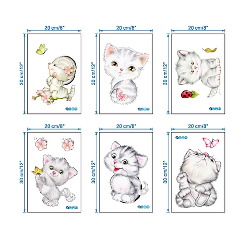 Cartoon Cat Toilet Lid Stickers Waterproof PVC Wall Decals Cute Animal Flower Butterfly Pattern For Bathroom Home Decor