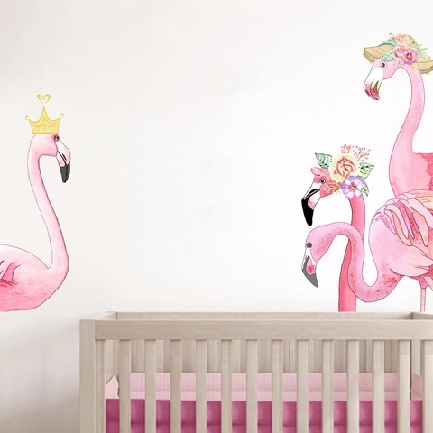 Roze Flamingo Aquarel Muurstickers PVC Waterdichte Decoratieve Stickers Voor Kinderkamer Slaapkamer Woonkamer Huis Decoratie