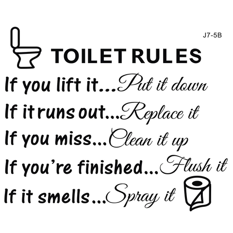 Grappige Toiletregels Waterdichte PVC Muursticker Verwijderbare Badkamer Decor Decal Humoristische Citaat Voor Toiletdeksel