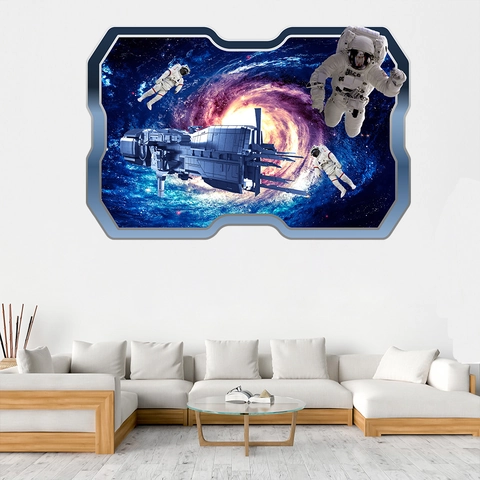 3D Ruimte Melkweg Astronaut Muursticker Waterdicht PVC Ruimteschip UFO Zwart Gat Decor Voor Kinderkamer Woonkamer
