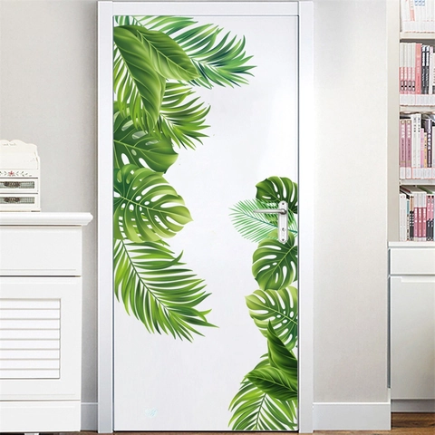 Tropische Monstera Palmgrüne Blatt Wandsticker Wasserdichtes PVC Abnehmbare Dekorative Wandtattoos Für Wohnzimmer Deko