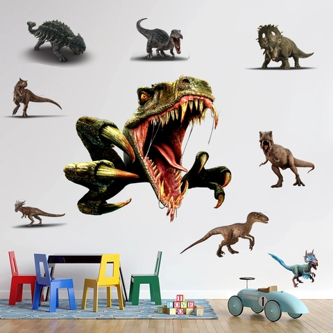 3D Dinosaurier Wandsticker Set Realistische PVC Tierwelt Abnehmbare Wandaufkleber Für Kinderzimmer Schlafzimmer Deko