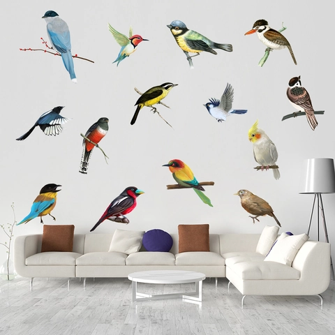Moderne Minimalistische PVC Selbstklebende Wandtattoos Vögel Panda Schwalben Katze Ast Wasserdichte Wandsticker Für Deko