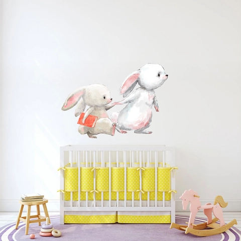 Aquarell Hase Wandsticker Cartoon Kaninchen Wanddeko Für Kinderzimmer Kindergarten PVC Wasserdicht DIY Haus Kunst Dekor