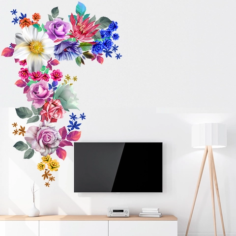 Adesivo Murale Floreale Peonia Rosa Vite Foglie Verdi Adesivo Da Parete Impermeabile In PVC Per Soggiorno Camera Da Letto