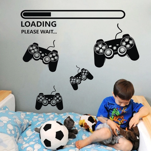 Modernes Schwarzes PVC Game Controller Wandtattoo Ladebalken Design Gaming Zimmer Wandbild Abnehmbare Tapete Für Schlafzimmer